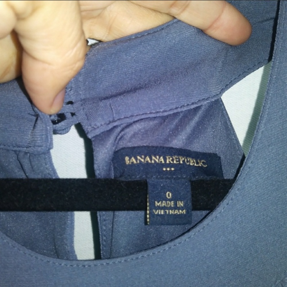 Banana Republic Blue Gray Faux Wrap Halter Dress 0 - Picture 4 of 7